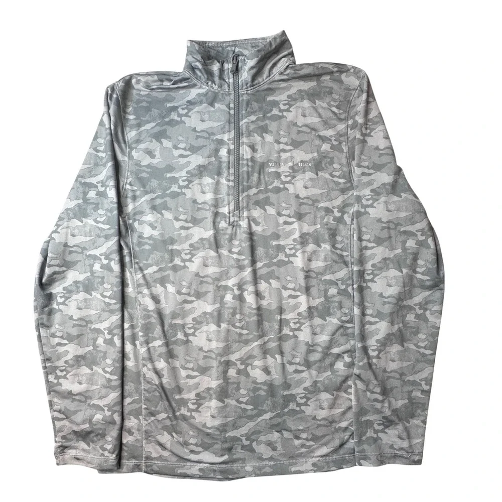 Vineyard Vines Pullover Mens S Gray Camo Performance Quarter Zip Active Top
